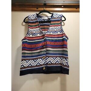 VTG baxter and wells petite med knit vest grandmacore cotton ramie euc art